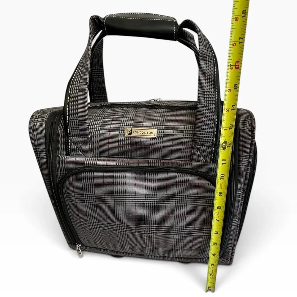 London Fog Devonshire 360UL Rolling Club Bag Unisex Carry On Grey Plaid CLEAN!